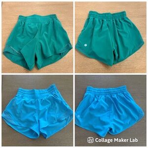 Lulu lemon hotty hot shorts size 2 Green and Blue Athletic Shorts